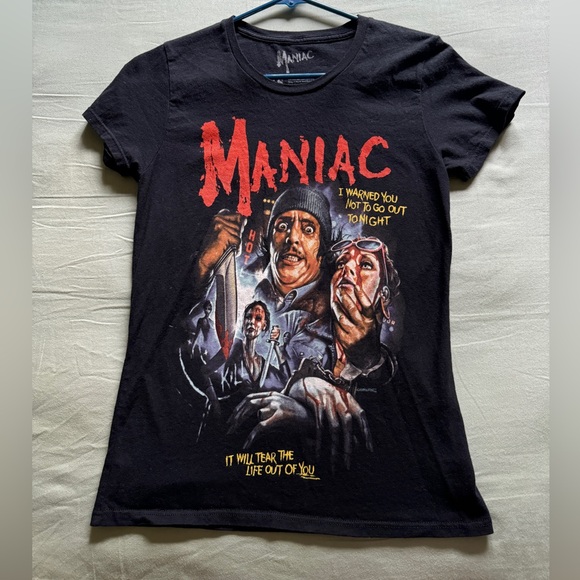 Fright Rags Maniac T-Shirt XS Horror Slasher Black - Picture 1 of 3